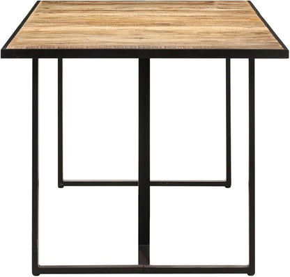 Solid Mango Wood Dining Table 63 x 31.5 Inch Rectangular Farmhouse Kitchen Table with Black Metal Frame Rustic Natural Wood Grain for Dining Room