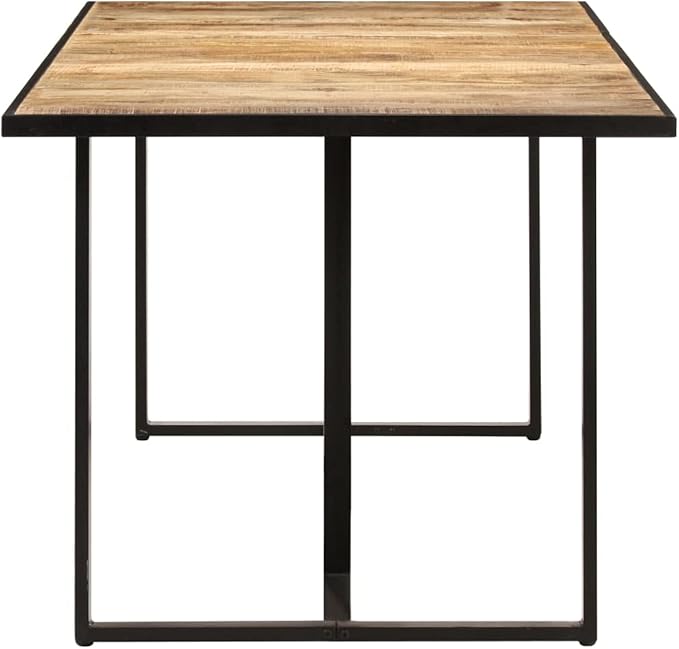 63 x 31.5 in Dining Table Solid Mango Wood Rectangular Dinner Room Kitchen Table Rustic Industrial Brown Seats 6 Easy Assembly for Modern Dining Area, Living Room Loft