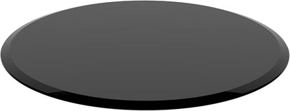 Tempered Glass Table Top Round Black Table Surface 3/8'' Thick Beveled Edge Multipurpose for Dining, Coffee, Restaurant and End Table (3/8" Thick - Beveled Edge, 24 inch-Black)