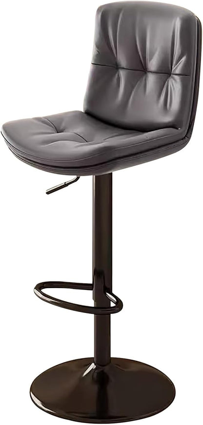 Counter Height s with Back, Faux Leather Adjustable Chairs for Kitchen Island,Dark Gray-Black Leg