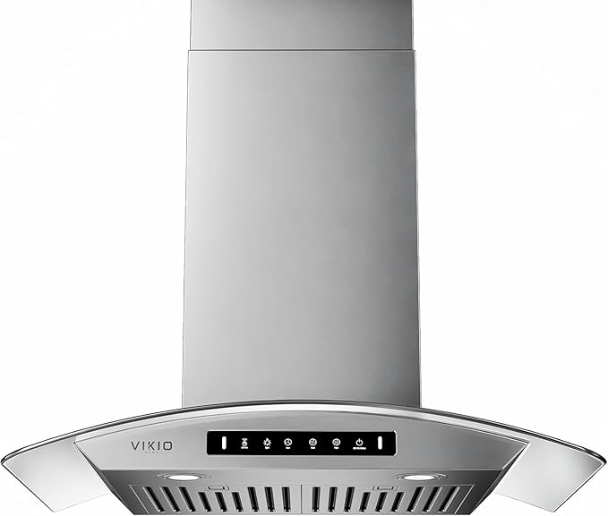 VIKIO HOME 36" Wall Mount Range Hood Tempered Glass 900 CFM, Kitchen Vent Stainless Steel with Gesture Sensing, Touch Control Switch Panel, Suitable for 7-9ft, Ducted, 3-Speed, Permanent Filter