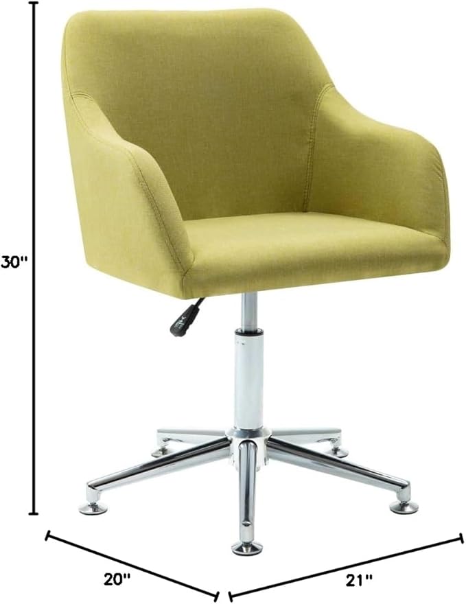 Modern Swivel Dining Chairs 2-Pack Green Fabric Upholstered Adjustable Height with Steel Base for Kitchen Living Room Office