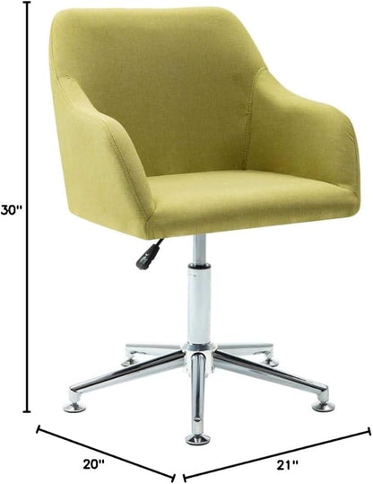 Modern Swivel Dining Chairs 2-Pack Green Fabric Upholstered Adjustable Height with Steel Base for Kitchen Living Room Office
