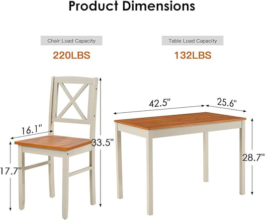 Majnesvon 5 Piece Dining Table Set for 4, Farmhouse Kitchen Table Set with Chairs, Wood Dining Table Chair for Kitchen, Restaurant, Apartment (Grey+Brown)