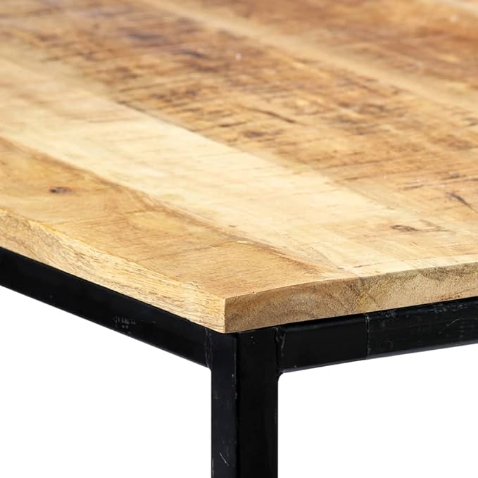 Industrial Solid Mango Wood Dining Table 55.1"x27.6"x29.5" Kitchen Table with Iron Legs Modern Narrow Wooden Furniture for Dining Room Kitchen Island