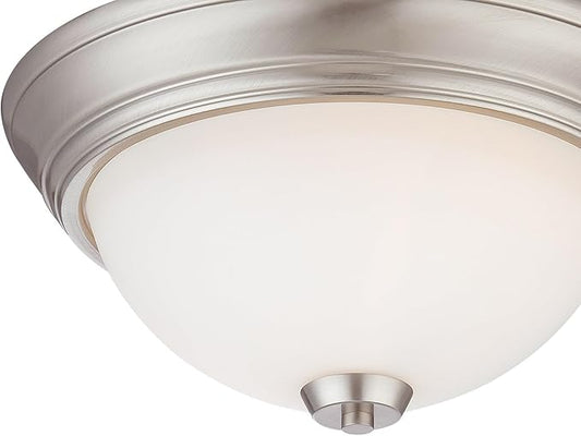 Minka Lavery 4960-84 Overland Park Flush Mount, 2-Light, 120 Total Watts, 13-in H x 6-in W, Brushed Nickel