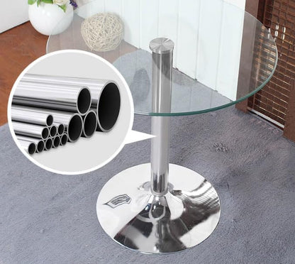 31.2” Round Glass Top Pedestal Table Glass Kitchen Dining Table, Modern Circular 2-4 Seat Breakfast Bistro Table for Dining Room, Living Room, Cafe