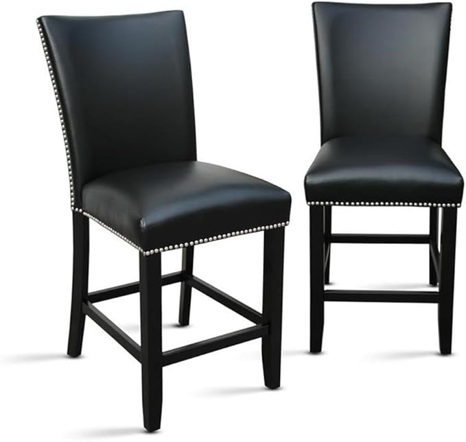 Steve Silver Camila Marble Top Rectangular 7-Piece Counter Height Dining Set - Black