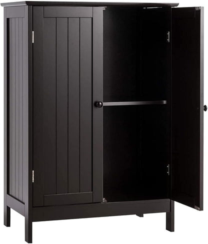 LDAILY LUARANE Bathroom Floor Cabinet, Wooden Floor Storage Cabinet with Double Doors, Simple Double Storage Cabinet, Suitable for Kitchen, Bathroom, 23.5 x 14 x 34 inches (Brown)