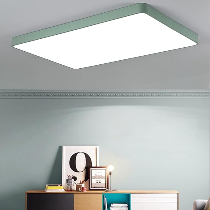 LED Ceiling Light Fixture,16 * 24 Inch Modern Rectangle Recessed Ceiling Lights,Dimmable Light,48W Green 3000K-6000K Close to Ceiling Lighting Flush Mount Living Room Bedroom