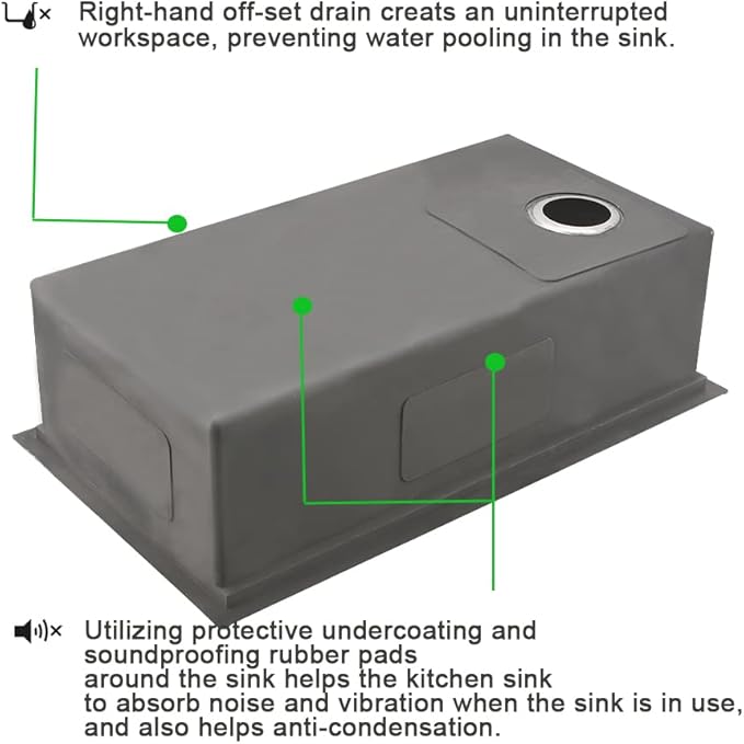 30 Inch Drop in Kitchen Sink, 30x22 Single Bowl Drop in Sink Kitchen Topmount Workstation 16 Gauge Stainless Steel Sink Deep Basin with Offset Drain