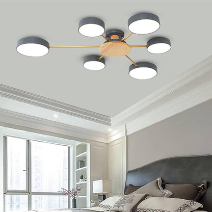 LED Ceiling Lighting 41 Inch 6-Lights Modern Ceiling Lights Flush Mount Recessed Lighting Ceiling Light 48W Adjustable Living Room Bedroom Kitchen, 3000K-6000K Temperature Available Grey