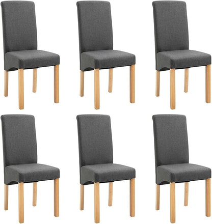 Modern Fabric Dining Chairs Set of 6 Gray Wooden Frame Comfortable Stable Seating for Dining Room Kitchen Living Room