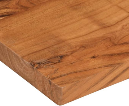 35.4 x 31.5 in Solid Acacia Wood Rectangular Tabletop, 1.5 in Thick Butcher Block Countertop for Dining, Kitchen, or Outdoor Use, Rustic Brown Finish