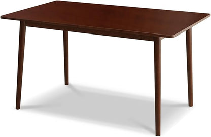 BAKEVE Bamboo Dining Table for 4-6-8 Person- 55'' Solid Wood Kitchen Table, Mid Century Modern Desk, Farmhouse Rectangular Dining Room Table for Living Room, Office, Kitchen and Study (Walnut)