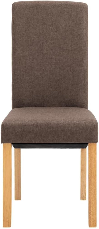 Modern Farmhouse Dining Chairs Set of 4 Brown Fabric Upholstered Wooden Frame Comfortable Kitchen and Living Room Chairs