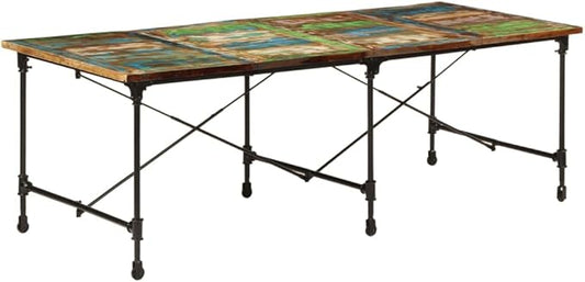86.6" Industrial Dining Table for 8, Solid Reclaimed Wood Rustic Farmhouse Kitchen & Dining Room Table with Metal Legs, Rectangular Large Dinner Table for Modern & Traditional Homes