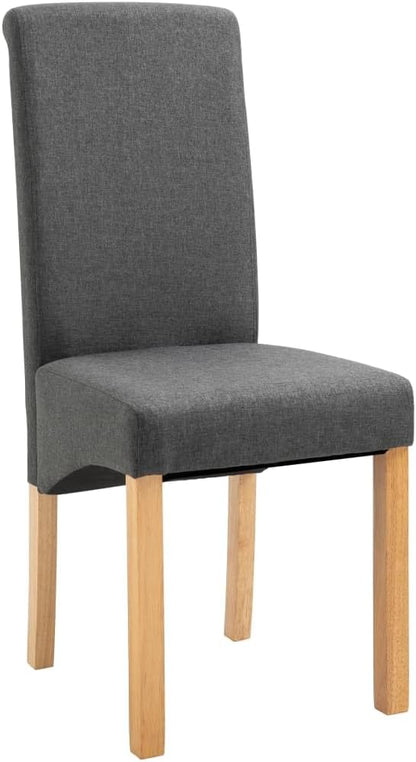 Dining Chair Set of 6 Gray Fabric Ergonomic Design with Wood Frame for Dining Room Kitchen and Living Room
