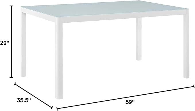 Modway EEI-3576-WHI Raleigh Dining Table, White, 35.5 x 59 x 29