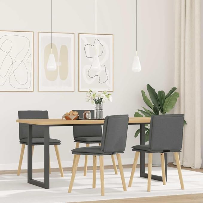 Dark Gray Fabric Dining Chairs Set of 4 Modern Comfortable Kitchen Chairs with Sturdy Metal Frame for Dining Room Kitchen Living Room