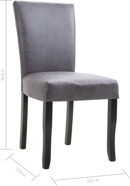 Dining Chairs Set of 2, Gray Faux Suede Leather with Solid Wood Frame, 23.6 x 19.1 x 36.6 in Ergonomic Modern Dining Room Accent Seating for Kitchen Living Room