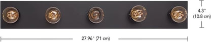 Globe Electric 5-Light Vanity Light, Matte Black, Modern Glam, Bathroom Fixture, Horizontal Vertical Mount, 52088