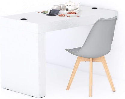 Mobili Fiver, Evolution Dining Table 47.2 x 23.6 in, with Wireless Charger, Ashwood White with One Leg, Made in Italy
