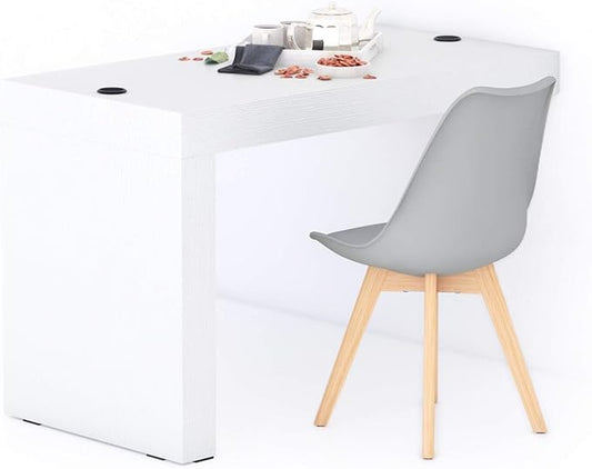 Mobili Fiver, Evolution Dining Table 47.2 x 23.6 in, with Wireless Charger, Ashwood White with One Leg, Made in Italy