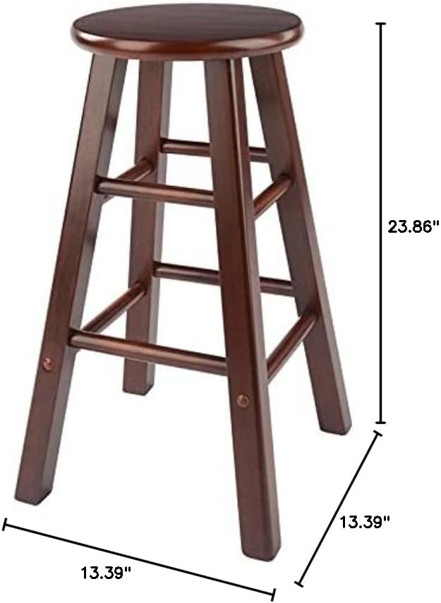 Winsome Element 2-Piece Counter Stool Set, 24" in Walnut, Classic Backless Bar Chairs for Kitchen & Dining Room Seating, Timeless Essential Furniture for Home, Dorm, Apartments