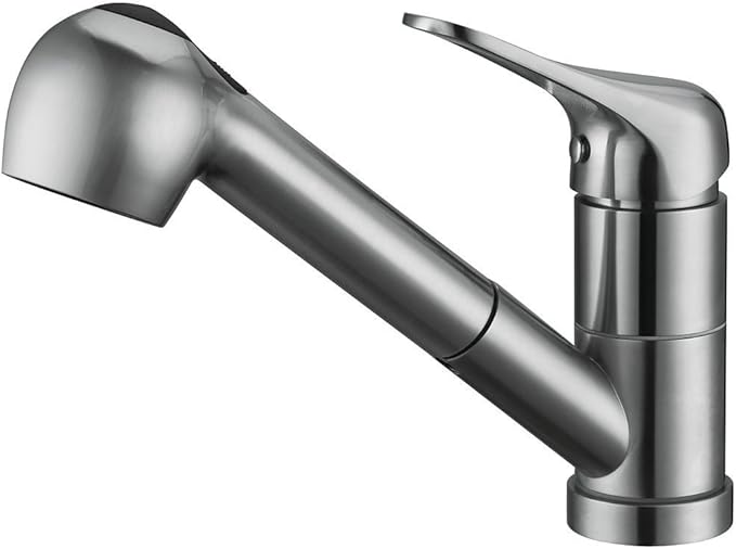 Stainless Steel Single Handle Pull Out Kitchen Faucet 1 Hole Kitchen Sink Faucet for Farmhouse, Camper, Laundry, Rv, Bar,EW-083L-BC