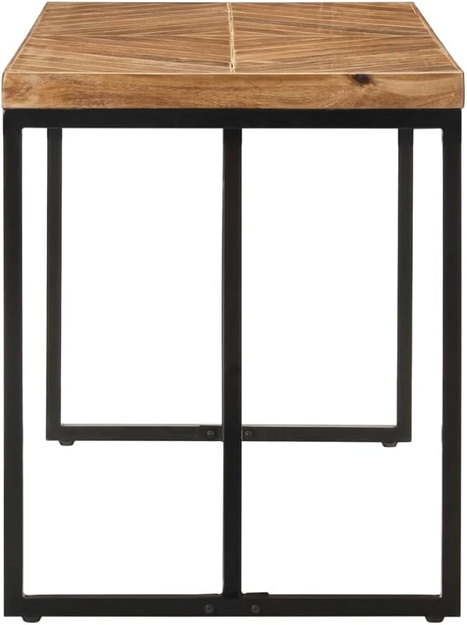 Acacia Solid Wood Dining Table 47.2x23.6x29.9 in Chevron Small Kitchen Table Modern Industrial Style Rectangular Indoor Dining Room Furniture for Apartment and Studio