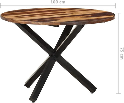Dining Table,Round dining table,writing desk, computer desk, balcony table,for home, restaurant, bar, pub, bistro, coffee shop, kitchen island , 39.3"x39.3"x29.5" Acacia Wood with Sheesham Finish