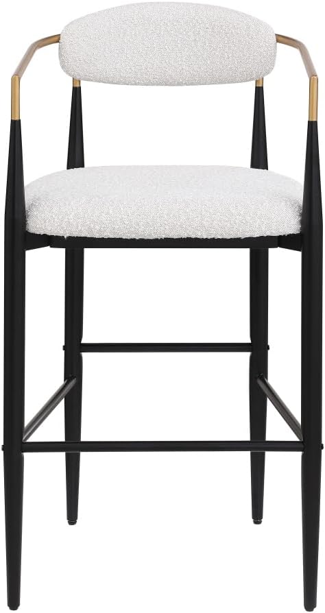 Padded Bar Stool Set with Backrest (2-Piece) — 29.75-inch seat Height fits Kitchen Islands 40.5 inches and Above, Supports up to 260 lbs. (Beige,Boucle)