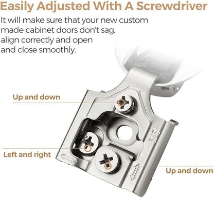 2 Pack 1 Pair 3/8 inch Overlay Soft Close Hinges for Kitchen Cabinet Hinges Satin Nickel Hidden Hinges Stainless Steel Concealed Hinge self Closing