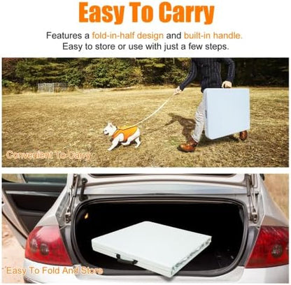 GlowSol Folding Table 4FT, Heavy Duty Portable Plastic Folding Table with Handle, Anti-Slip Feet, Waterproof, Easy to Clean, 300LBS Capacity, Foldable for Indoor Outdoor Use, White
