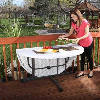 Lifetime 80806 Commercial Round Fold-in-Half Table, 60-Inch, Almond