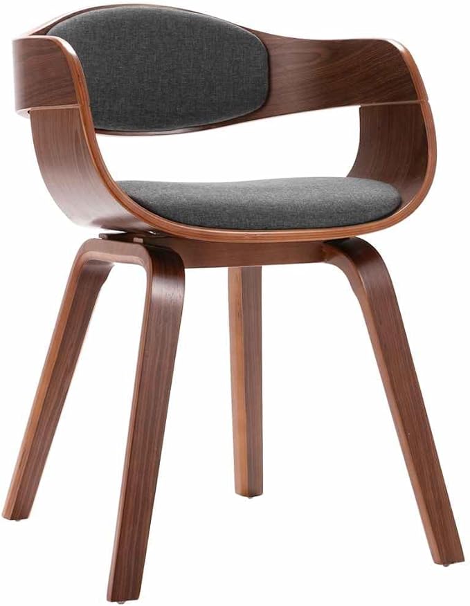 Scandinavian Dining Chair Set of 2, Gray Fabric Seat & Bentwood Frame, 18.2" Legs, 15.4" Seat Depth, 242.5 lb Capacity, Modern Accent Chairs for Dining Room, Kitchen, Living Room