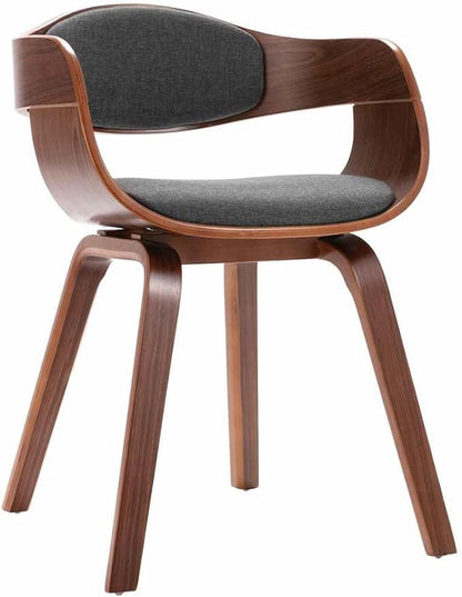 Scandinavian Dining Chair Set of 2, Gray Fabric Seat & Bentwood Frame, 18.2" Legs, 15.4" Seat Depth, 242.5 lb Capacity, Modern Accent Chairs for Dining Room, Kitchen, Living Room