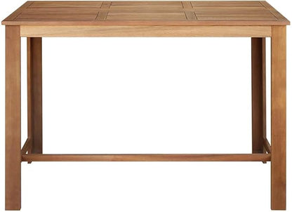 Solid Acacia Wood Bar Table Natural Oiled Finish Rectangular Brown Dining Kitchen Table 59.1x27.6x41.3 Inch Seats 4 for Dining Room Modern Dinner Easy Assembly