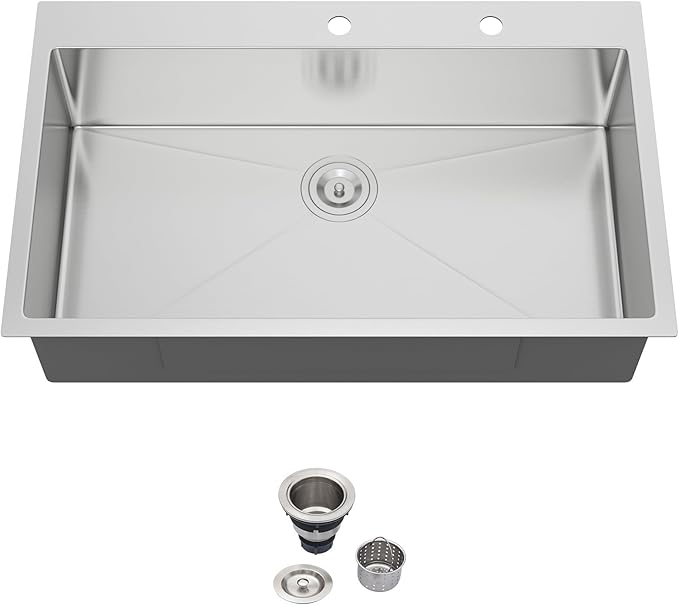 36 Drop In Kitchen Sink - Beslend 36x22 Inch Kitchen Sink Drop In Stainless Steel Sinks Topmount 16 Gauge 9" Deep Single Bowl Above Counter Sinks Dish Basin, Sink Only