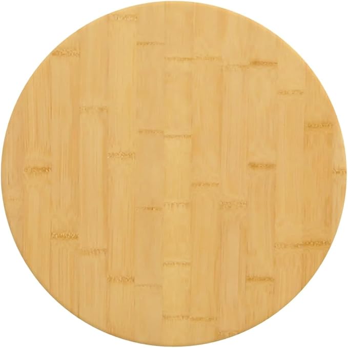 Round Bamboo Table Top 15.7 in Solid Wood Coffee Tabletop, Varnished Durable Butcher Block Style, Small Wood Desk Surface for Living Room, Office, Outdoor Dining Area