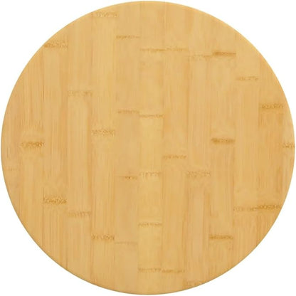 Round Bamboo Table Top 15.7 in Solid Wood Coffee Tabletop, Varnished Durable Butcher Block Style, Small Wood Desk Surface for Living Room, Office, Outdoor Dining Area