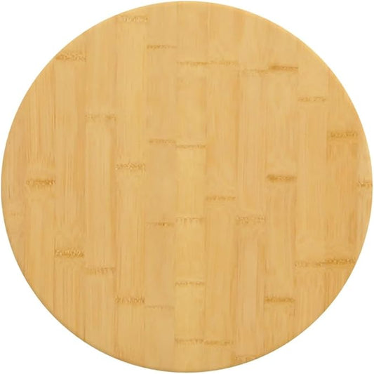 Round Bamboo Table Top 15.7 in Solid Wood Coffee Tabletop, Varnished Durable Butcher Block Style, Small Wood Desk Surface for Living Room, Office, Outdoor Dining Area