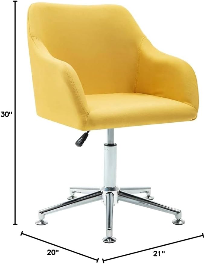 Swivel Dining Chairs 2 Pcs Yellow Fabric Adjustable Height Modern Kitchen Chairs with 360-Degree Rotation for Living Room, Bedroom, Office