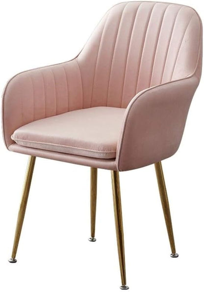 Kitchen Islands Stools Soft Velvet Dining Chair,Cafe Milk Tea Dessert Shop Small Apartment Lounge Chairs (Pink)