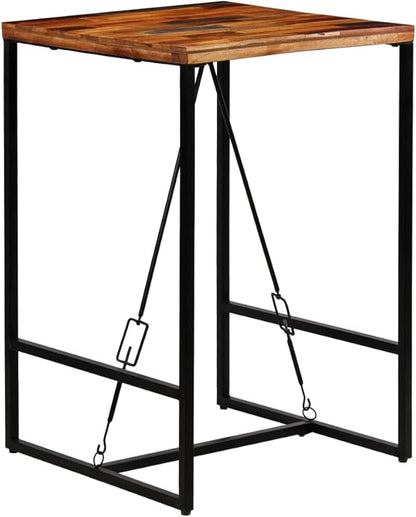 Bar Table 27.6"x27.6"x41.7" Solid Reclaimed Wood High Top Dining Table for Small Spaces, Industrial Kitchen & Cafe Use, Outdoor-Friendly