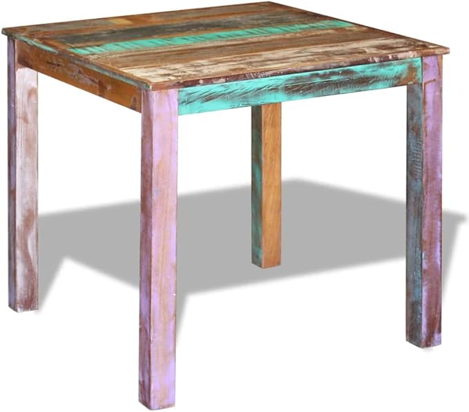 Small Dining Table 32.3 x 31.5 x 29.9 in Solid Reclaimed Wood Rectangular Vintage Kitchen Table Seats 4 Compact Rustic for Dining Room Small Spaces Apartment