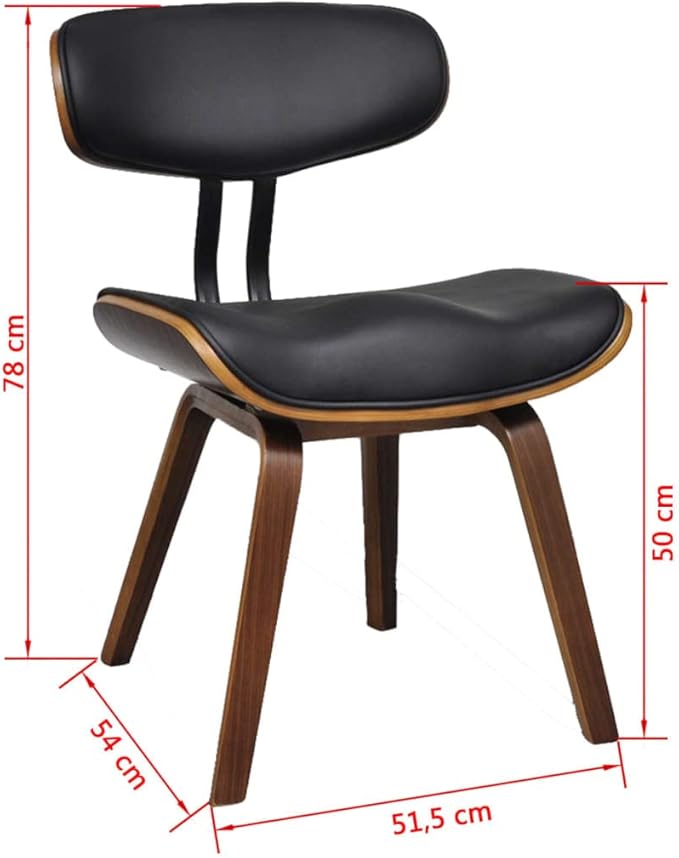 2-Piece Dining Chairs Set Bent Wood Frame Faux Leather Upholstery Black Brown Modern Farmhouse Accent Chairs for Kitchen Dining Room Living Room