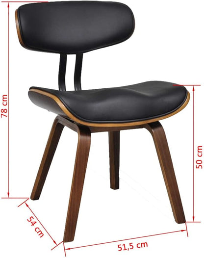 2-Piece Dining Chairs Set Bent Wood Frame Faux Leather Upholstery Black Brown Modern Farmhouse Accent Chairs for Kitchen Dining Room Living Room