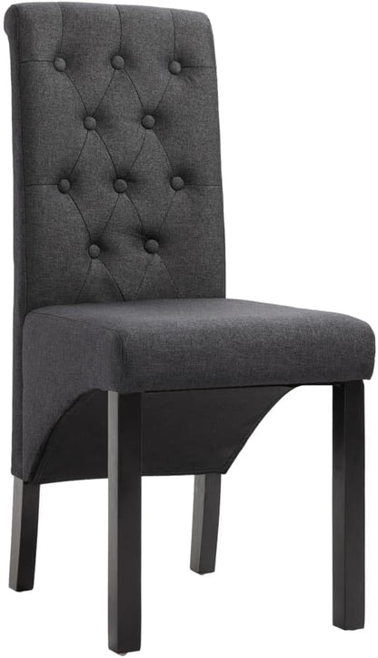 Dark Gray Fabric Dining Chairs Set of 2 with Rubberwood Legs Modern Ergonomic Comfort for Kitchen Dining Room Indoor Furniture